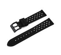 TLCBAZCF Bracelet en cuir Vintage Compatible avec le bracelet respirant en cuir de vache souple Omega 18mm 20mm 22mm(Black-Black,22mm)