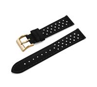 TLCBAZCF Bracelet en cuir Vintage Compatible avec le bracelet respirant en cuir de vache souple Omega 18mm 20mm 22mm(Black-Gold Buckle,18mm)