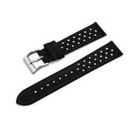 TLCBAZCF Bracelet en cuir Vintage Compatible avec le bracelet respirant en cuir de vache souple Omega 18mm 20mm 22mm(Black-Silver Buckle,20mm)
