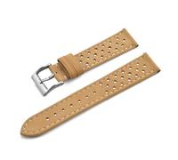TLCBAZCF Bracelet en cuir Vintage Compatible avec le bracelet respirant en cuir de vache souple Omega 18mm 20mm 22mm(Khaki-Silver,22mm)