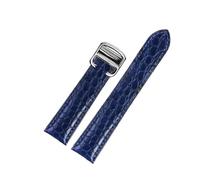 TLCBAZCF Bracelet unisexe en cuir de crocodile de style classique, compatible avec les montres Cartier Solo/London (tailles 18-25 mm).(Blue silver,19mm)