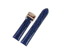 TLCBAZCF Bracelet unisexe en cuir de crocodile de style classique, compatible avec les montres Cartier Solo/London (tailles 18-25 mm).(Blue Rose gold,25mm)