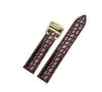 TLCBAZCF Bracelet unisexe en cuir de crocodile de style classique, compatible avec les montres Cartier Solo/London (tailles 18-25 mm).(Brown gold,18mm)