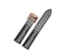 TLCBAZCF Bracelet unisexe en cuir de crocodile de style classique, compatible avec les montres Cartier Solo/London (tailles 18-25 mm).(Black Rose gold,17mm)