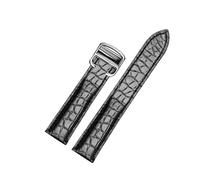 TLCBAZCF Bracelet unisexe en cuir de crocodile de style classique, compatible avec les montres Cartier Solo/London (tailles 18-25 mm).(Black silver,23mm)
