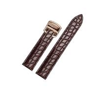 TLCBAZCF Bracelet unisexe en cuir de crocodile de style classique, compatible avec les montres Cartier Solo/London (tailles 18-25 mm).(Brown rose gold,16mm)
