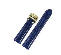 TLCBAZCF Bracelet unisexe en cuir de crocodile de style classique, compatible avec les montres Cartier Solo/London (tailles 18-25 mm).(Blue Gold,16mm)