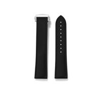 TLCBAZCF Compatible avec Cartier Santos Omega Swatch Universal 20 mm 21 mm 22 mm Bracelet de montre en caoutchouc FKM à dégagement rapide avec boucle pliante Omega(Black-Silver Buckle,21mm)