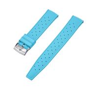 TLCBAZCF Compatible avec le bracelet de montre FKM à dégagement rapide, 18-19-20-21-22-23-24mm, bracelet Tropical en caoutchouc fluoré, montre intelligente traditionnelle(SkyBlue Silver,24mm)