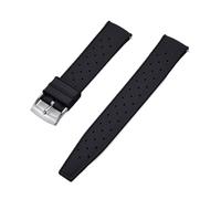 TLCBAZCF Compatible avec le bracelet de montre FKM à dégagement rapide, 18-19-20-21-22-23-24mm, bracelet Tropical en caoutchouc fluoré, montre intelligente traditionnelle(Black Silver,23mm)