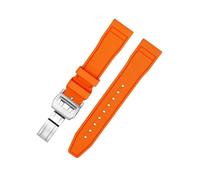 TLCBAZCF Compatible avec le bracelet de montre FKM/FPM Fluororubber 20 mm 21 mm 22 mm à dégagement rapide avec boucle papillon bracelet souple et durable bracelet de plongée(Orange Silver,22mm)