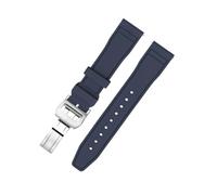 TLCBAZCF Compatible avec le bracelet de montre FKM/FPM Fluororubber 20 mm 21 mm 22 mm à dégagement rapide avec boucle papillon bracelet souple et durable bracelet de plongée(Bule Silver,20mm)