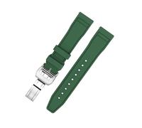 TLCBAZCF Compatible avec le bracelet de montre FKM/FPM Fluororubber 20 mm 21 mm 22 mm à dégagement rapide avec boucle papillon bracelet souple et durable bracelet de plongée(Green Silver,21mm)