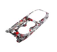 TLCBAZCF Garniture de Panneau de Garniture de Cadre de Levier de Vitesse Manuel ABS Couleur Orange Graffiti for Console Centrale, Compatible avec Peugeot 208 2020-2025(Outer 1 Piece)