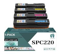 TLCGQF Cartouche De Toner Haute Capacité SP C220, Compatible Avec Les Imprimantes Ricoh Aficio SP C220, C220A, C220DN, 220N, C220S Et C221, Références 406046, 406047, 406048 Et 406044.,4 colors
