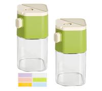 TLDBATICE Salière en verre 2 en 1 avec bec verseur latéral, 200 ml, en verre borosilicate, distributeur de sucre en verre sans BPA, pour sucre, sel, maison, camping, cuisine (2 pièces)