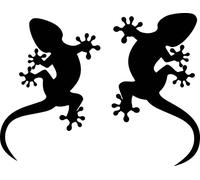 TLDSHOP® - Paire d'autocollants GEKO (hauteur 8 et 9 cm) - Autocollants pour décoration - PVC adhésif résistant - Lavable - 1 (paire) - Couleur: (teinte unique - NOIR)