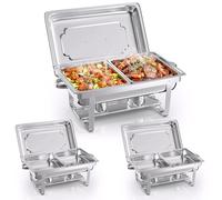 TLGREEN 3 PCS Buffets Chauffants 3X9L, 6 Récipients GN 1/2, Chauffe-Plats en Acier Inoxydable, Chauffe Plat Buffet, Chafing Dish Buffet pour Traiteurs, Buffets, Fêtes de Noël et écoles.