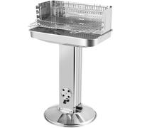 TLGREEN 57*38*90 cm Barbecue à charbon de bois en acier inoxydable, Hauteur réglable en 5 directions, Barbecue à colonne avec grille de chromée, Cendrier et ventilation, BBQ, Plage, Jardin, Outdoor