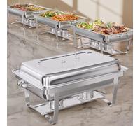 TLGREEN Buffets Chauffants 9L, 2 Récipients GN 1/2, Chauffe-Plats en Acier Inoxydable, Chauffe Plat Buffet, Chafing Dish Buffet pour Traiteurs, Buffets, Fêtes de Noël et écoles.