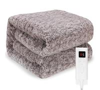 TLGREEN Couverture Chauffante 180x130 CM, Double Polaire Plaid Chauffant Electrique, Arrêt Automatique, Protection Contre la Surchauffe, Minuterie 5H, Lavable en Machine (Gris Marron)