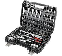 TLGREEN Jeu de 108 douilles Cr-V - Coffret à cliquet - Avec cliquet réversible 1/4" et 1/2" - 72 dents - Pour voiture, moto, vélo, maison