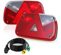 TLGREEN Kit de feux arrière pour remorque, éclairage de remorque 13 broches 12 V, feux arrière avec 7 fonctions, 2 câbles de 5,5 m, homologué CE pour voitures, camions, bateaux, caravanes et fourgons
