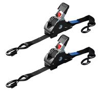 TLGREEN Lot de 2 Sangles à cliquet Automatique, 3m x 25mm, 748 KG de résistance à la Rupture, Sangles d'arrimage rétractables avec Crochets en S, pour camions, remorques, Motos, vélos et Plus Encore