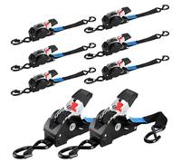 TLGREEN Lot de 8 Sangles à cliquet Automatique, 3 m x 25mm, 748KG de résistance à la Rupture, résistance à la Traction 300 daN, Sangles d'arrimage rétractables, pour remorques, Motos, vélos et Plus