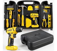 TLGREEN Mallette à Outils Perceuse Visseuse Sans Fil 8V, 101 Pièces Boîte à Outils Complete avec Perceuse à Percussion Sans fil, Caisse a Outil Portable pour la Maison Bricolage Réparation
