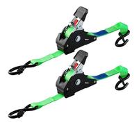 TLGREEN Sangles à cliquet Automatique, Lot de 2, Sangles d'arrimage rétractables, 3m x 25mm, 748 KG de résistance à la Rupture, pour remorques, Motos, vélos, Marchandises et Plus Encore, Vert