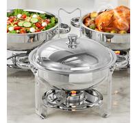 TLGREEN - Set de 5 l - Chauffe-plat rond au bain-marie - Récipient de maintien au chaud - En acier inoxydable - Pour restauration, buffets, fêtes de Noël et écoles