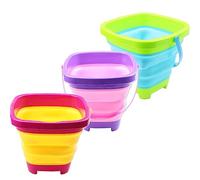 TLHWIN 3PCS Pliable Seau Télescopique Seau Seau Seau Seau Silicone Pliable Seau, pour Enfants Plage Jouer Camping Équipement Eau Poisson Lavage Jardin Été Natation Jouet Maison (B)