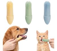 TLICLP Lot de 3 Brosse à Dent Chien, Doigtier Dent Chien en Silicone Souple, Brosse à Dents pour Chien et Chiot pour Nettoyage Dentaire Efficace des Molaires, 3 Couleurs
