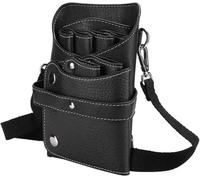 TLINGMEIXIAN Sac de ceinture pour outils de coiffure, sac de coiffeur en cuir PU avec ceinture réglable pour ranger les épingles à cheveux, pinceaux de maquillage Noir-Xian