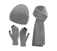 TLMDXTEU Ensemble Bonnet et écharpe d'hiver Winter Hat and Gloves Warm Knitted Scarf Set Bonnet en Tricot Chaud(Gray)