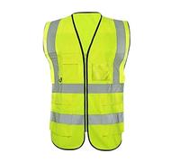 TLMDXTEU Gilets de Sécurité Gilet respirant avec des bandes réfléchissantes de 2 pouces for la construction d'assainissement en bordure route pour les Travaux de Construction en Extérieur(Jaune,S)
