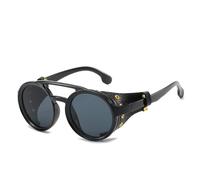 TLMDXTEU Lunettes Steampunk Lunettes de soleil Punk Steam à monture ronde vintage, ensemble cuir, lunettes Cosplay gothique vintage rondes(2)