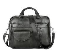 TLMDXTEU Mallette pour Ordinateur Portable Porte-documents en cuir for hommes, sac à bandoulière d'affaires pour Hommes Voyages d'affaires(Schwarz)