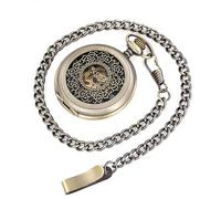 TLMDXTEU Montres de Poche pour Hommes Montre de Poche mécanique Automatique, Couvercle Rabattable, Montre Antique rétro Vintage