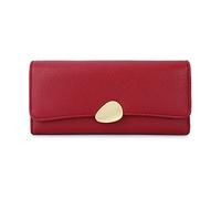 TLMDXTEU Portefeuille Long pour Femme Ladies Purse Lychee Trifold Wallet Clutch Grande Capacité(Rouge)