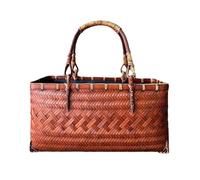 TLMDXTEU Sac de Plage Tissé Sac à main vintage en bambou artisanal for service à thé Vacances et Shopping