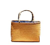 TLMDXTEU Sac de Plage Tissé Sac de rangement de thé tissé en bambou vintage for femme Vacances et Shopping