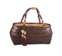 TLMDXTEU Sac de Plage Tissé Sac en bambou fait main Sac de rangement à cordon for cérémonie du thé Vacances et Shopping