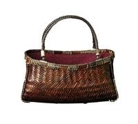 TLMDXTEU Sac de Plage Tissé Sac fourre-tout vintage en bambou for le rangement du thé Vacances et Shopping