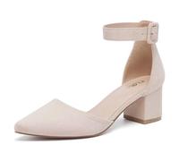 TLOLA Chaussures de cour à talon moyen pour dames Sandales élégantes Pompes pour mariages Parties 5.7 cm Beige 38