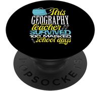 Tlp-100 Days Of Geography Teacher Fun Masked 100th Day Of School Popsockets Popgrip - Support Et Grip Pour Smartphone/Tablette Avec Un Top Interchangeable