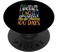 Tlp-100 Days Of Language Teacher Gift Geek 100th Day Of School Popsockets Popgrip - Support Et Grip Pour Smartphone/Tablette Avec Un Top Interchangeable
