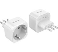 TLP-1PC Prise Adaptateur Italie, Adaptateur de Voyage Europe Francaise FR 2 Broches vers Italie 3 Broches pour Italie, Syrie, Uruguay, Chili, Maldives, Type L, Blanc