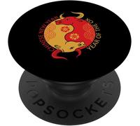 Tlp-2021 Lunar Chinese New Year Cute Zodiac Yin Yang Ox Gift Popsockets Popgrip - Support Et Grip Pour Smartphone/Tablette Avec Un Top Interchangeable